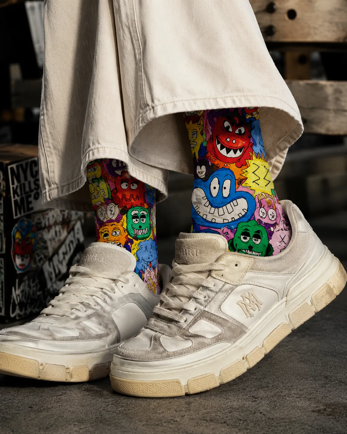 Doodle monster socks