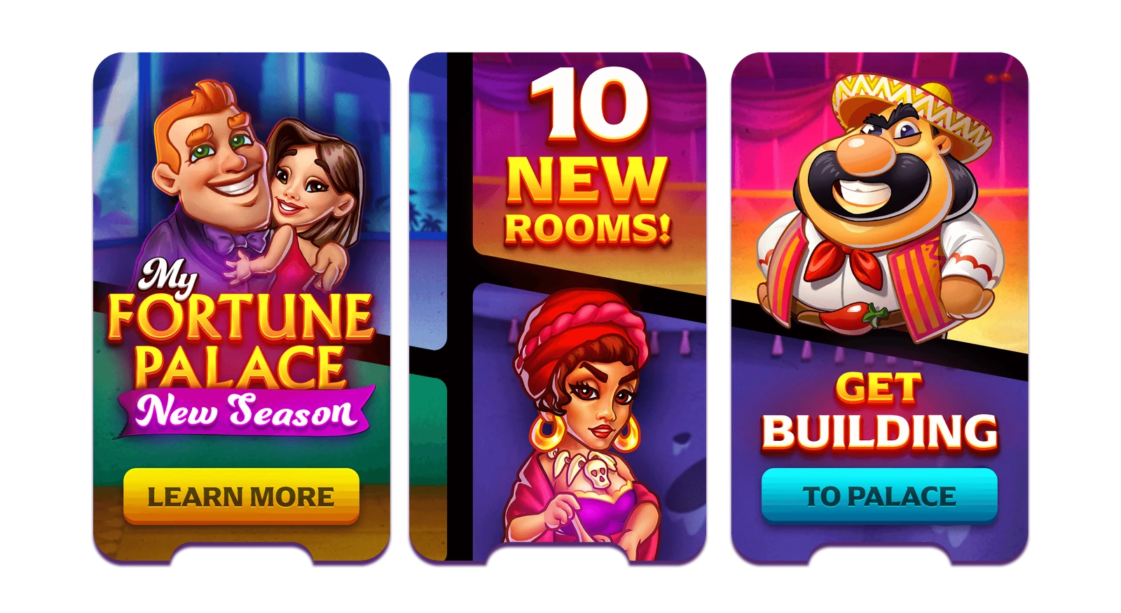 Three in-game banners for the My Fortune Palace new season